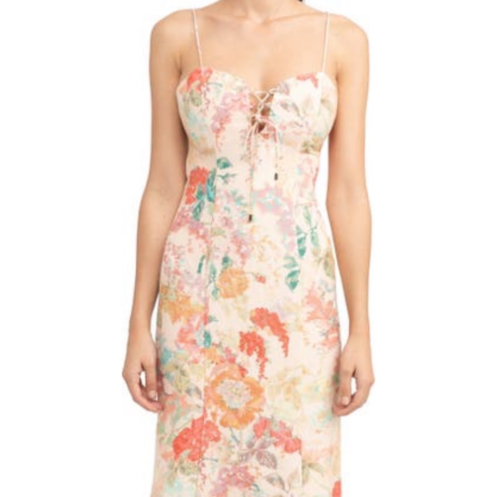 Significant Other Floral Midi Linen Dress